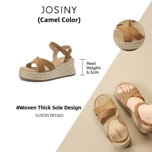Josiny | Wedge Heel Thick Soled Sandals Bohemian Woven Roman Style