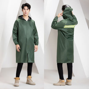 Oxford Cloth Unlined Long Gown Raincoat Poncho Mens Adult Long One-Piece Soft Durable Construction Site Labor-Protection Outdoor Trench Coat