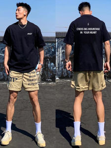 Cleanfit American Style Short Sleeve T-Shirt ผ้าฝ้ายแท้ทรงหลวม ทรงหลวม สีดำ ทรงหลวม แขนสั้น เสื้อยืดลำลอง สำหรับผู้ชาย