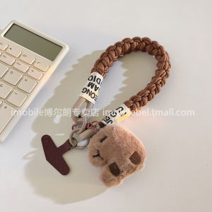 Cute Plush Keychain Phone Case Nylon Weaving Lanyard Korean Japanese INS Cartoon Style Womens Handheld Anti-Loss Wristband