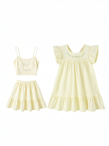 Purcotton | Breathable Elastic Summer Dress with Flutter Sleeves