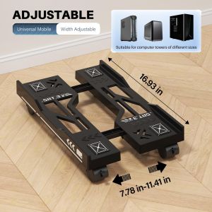 New CPU Stand Adjustable Bracket PC Holder Cart Mobile Computer Tower Stand with Rolling Caster Wheels Adjustable Desktop Stand