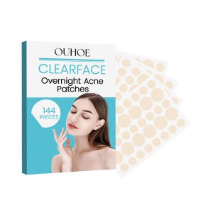 Ouhoe Clear Face Overnight Acne Patches Pimple Acne Cover Removal Pimple Patches Acne Treatment Waterproof Breathable Gentle Non-Irritating Acne Sticker Hyaluronic Acid Safe And Easy Acne Patch Skin Care 144pcs