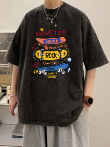 Heavyweight Pure Cotton Short Sleeve T-Shirt Mens Loose Large Size Trendy Brand Ins Summer 2025 New Washed Vintage Top