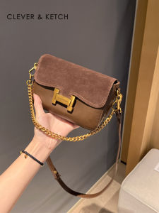 Versatile Chain Link Small Square Bag Womens Retro Crossbody Shoulder Bag Luxury Fashion PU Leather Magnetic Buckle Clutch