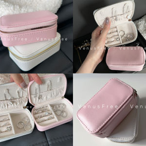 Milk Huhu Customized Soft Glutinous Baby Pink White Leather Portable Jewelry Box Square Ring Necklace Young Adult Cosmetics Bag