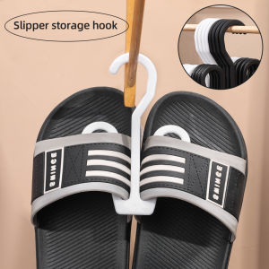 Polocat 1/5/10pcs Thick Plastic Double Hook Shoes Drying Hooks Hanger for Slipper Sandal Multi-Purpose Household Clothes Bag Storage Hook