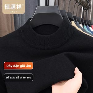 Áo Len Cổ Tròn Dày Dặn Cho Nam Thời Trang Mùa Thu Đông Thường Ngày Bằng Vải Polyester Trơn Màu Không Có Mũ Trùm Đầu
