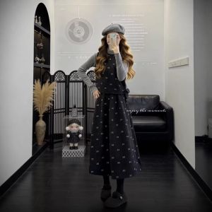 XUECAIQI | Stylish Warm Womens Outfit Wool Vest Blouse Skirt