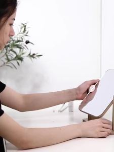 Desk Mirror Wooden Stand Portable Foldable Dressing Make Up Mirror Swivel HD Cosmetic Mirror Adjustable 化妆镜