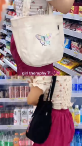 Oakhopes - Tas Tote Bag Kanvas Resleting - Totebag Hitam Inner Pocket Pria Wanita