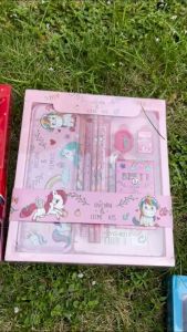 TT44 Cute Cartoon Stationery gift set 7pcs stationery box with pencil case 2B pencil crayon kuromi design spiderman pencil labubu pencil