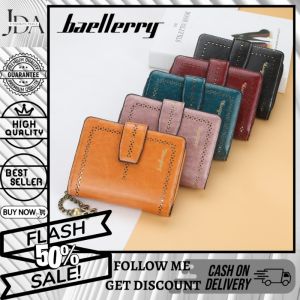 New Fashion Baellerry Wallet Style Oil Wax Leather Large Capacity Multifunctional Short Metal Chain Zipper Clutch Wallet For Women Lady Coin Purse Card Holder ModelN1628