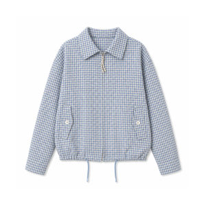 CHANT2nd | Korean Style Blue Plaid Womens Short Jacket