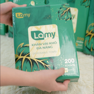 (TẶNG MÓC TREO)_Thùng 02 túi khăn mặt khô đa năng vải rút treo tường Lamy túi 200 khăn