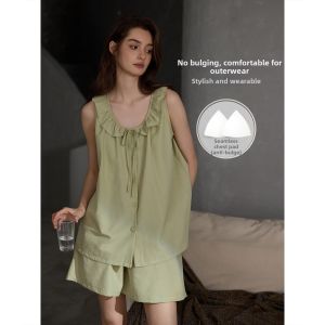 Outerwear Compatible Cooling Women Pajama Tank Top Shorts Set