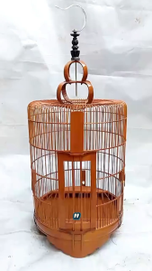 SANGKAR BURUNG ANIS MOTIF RUJI RAPAT DIAMETER 36 CM SUDAH FINISHING WALNUT