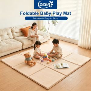 Zeen Foldable Baby Play Mat Floor Mat 2cm Thick Non-Slip Cushion for Bedside Rug Living Room Pad Portable All Season Us