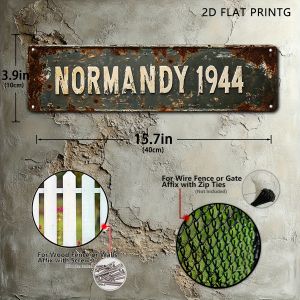 CIFbuy | 2D Flat Iron Sign Normandy 1944 Vintage Metal Plaque 15.7 Inch Old-Style Wall Decor for Garage