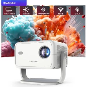Máy Chiếu Di Động Magcubic 650ANSI L018 8K Native Độ Phân Giải 1080P Tự Động Lấy Nét Chỉnh Hình Thang Android 14 BT5.4 WIFI6 360 Độ °   Rạp Chiếu Phim Tại Gia LED