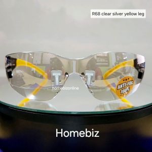 Action Eyewear รุ่น R68B Clear Silver Yellow Leg แว่นตานิรภัย แว่นใส2020 แว่นตากันUV แว่นขี่จักรยาน แว่นตากันฝุ่นกันลม กันน้ําลาย