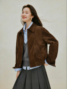 INMAN | Cocoa Corduroy Drop-Shoulder Embroidery Jacket