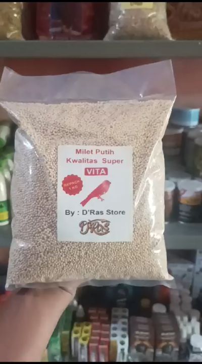 BISA COD!!!Pakan Burung Kenari Lovebird Parkit Milet Putih 1kg || MAKANAN BURUNG || RDS