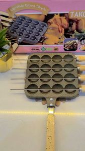 Cetakan Takoyaki Gohappy16 Lubang Anti Lengket Premium - Panci cetak kue poffertjes Anti lengket creamy grey marble anti lengket