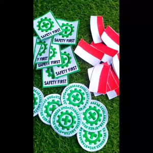 Bordir Logo SAFETY FIRST / Bendera MERAH PUTIH / Bedge K3 / Seragam Kerja / Emblem Wearpack /Request Buat Bordir Nama