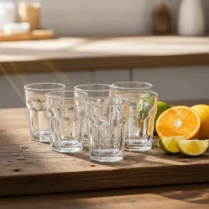 Bộ 12 Ly Thủy Tinh Đa Giác Đáy Dày 45ml – Cốc Uống Rượu Espresso Pha Chế Mini Sang Trọng