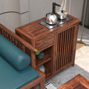 New Chinese Style Solid Wood Uke Gold Elm Han Bed Tea Table Chair Combination Small Apartment Old Elm Luxury Coffee Table Living Room Furniture