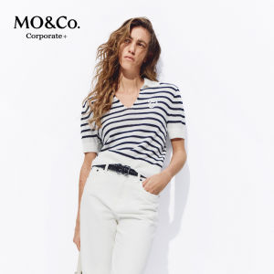 MO&Co. | Summer Lightweight Cotton and Linen U-Neck Short Sweater