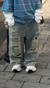 ส่งจากไทย กางเกางยีนส์คาร์โก้เด็ก แฟชั่นแนวสรีท ใส่เต้น Cover Dance สำหรับเด็ก 100-140 cm