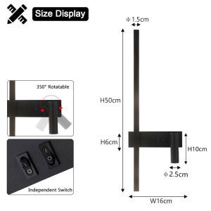 Interior LED Wall Lights with Independent Switch & Spotlight for TV Background Hardwired LED Wall Lamps Wall Sconce Lighting