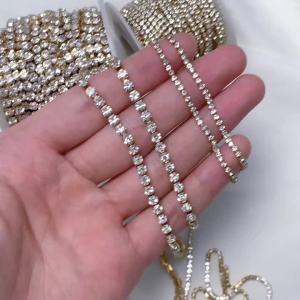 1Meter Stainless Steel Crystal Rhinestone Chain Sew-On Glue-On Trim Cup Chains for DIY Clothing Bag Decorative Chain