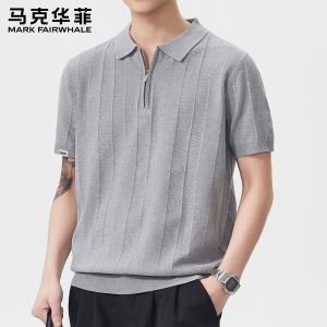 Mark Fairwhale | Summer Casual Versatile Mens Half-Zip Polo Shirt