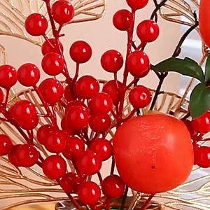 เทศกาลผลไม้สีแดงผลไม้โชคลาภไม้กระถางลูกพลับสไตล์จีนใหม่การจัดดอกไม้พลับดอกไม้ประดิษฐ์ดอกไม้ประดิษฐ์ตกแต่งบ้านจอแสดงผล