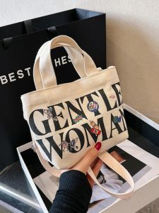 Mini Canvas Crossbody Bag Gentlewoman Letter Pattern Casual Versatile Single Shoulder Sling Bag 2023 New Style Youth Tote Bag