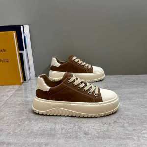 Mens Fashionable Thick Bottom Board Shoes Leather Low Tops Casual Sneakers Spring Autumn Season round Toe Wear Resistant Rubber Sole