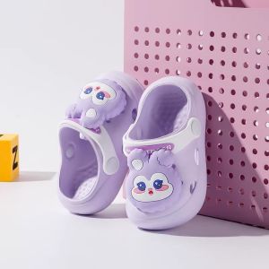 Childrens Indoor EVA Clog Slippers Soft Bottom Anti-Slip New Style Summer Home Shoes for Girls Age 1-3 Cartoon Style