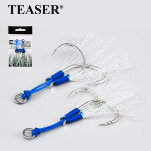 TEASER 2PCS/bag HK006 Assist Jigging Hooks Slow Jigging Lure Assist Hook High Carbon Steel Double Jig Hook Fishing Accessories