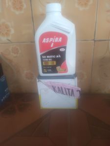 OLI MESIN MOTOR MATIC HONDA BEAT. SCOPY. VARIO MERK ASPIRA FULL SINTETIK KUALITAS ASTRA OTOPARTS PRODUKSI SHELL 10W40 HARGA MURAH.