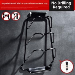 Wall-mounted Kitchen Storage Rack Water-draining Aluminum