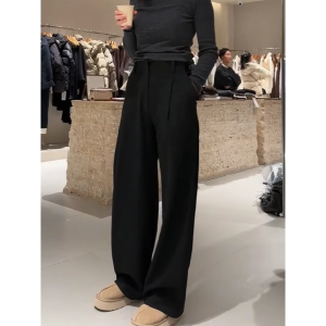 Black High Waist Wide Leg Pants Womens Fashion Spring 2025 New Style Suit Straight Tube Pants Korean Version Long Pants
