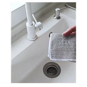 1 Khăn lau nhà bếp RỬA CHÉN bằng VẢI LƯỚI SỢI KIM LOẠI loại đa năng tiện dụng 20x20cm CY1271