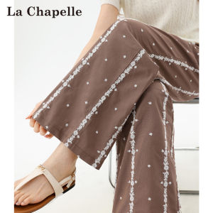La Chapelle | Vintage Floral Embroidery Wide Leg Pants Slimming Light Design