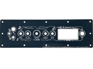 เพลทลำโพงบลูทูธXY-S350Hไม่ย้าย งานไฟหนา3มิล ช่องเพลท5x25cm วัดแบตดิจิตอล สวิตซ์ 12มิล DC 11มิล สวิตซ์LED 6มิล ขนาดเพลท9x29cm.