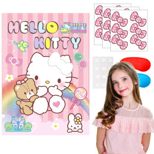 Sanrio | 7 Pcs Hello Kitty Birthday Party Game Set-Hello Kitty Game Poster Stickers Eye Mask etc Hello Kitty Party Game Supplies