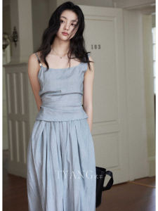 Two-Piece Set High Waist Midi Skirt Beaded Top Gradient Design Slimming Effect Fashionable Casual Wear Spring Summer 2025