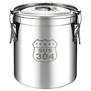 [Ueb]6/12/21/33L 304 Stainless Steel Airtight Canister with Seal Lid Food Oil Sugar Milk Storage Bucket for Household Kitchen